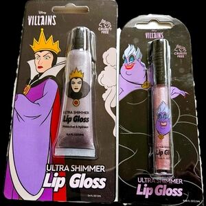 NWT DISNEY VILLAINS 2× SHIMMERING PURPLES COLORED LIP GLOSSES!